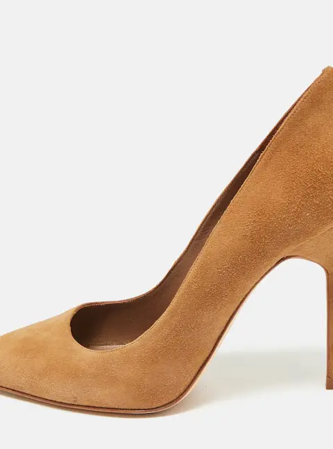 CH Carolina Herrera Size 38 Brown Suede Pointed Toe Pumps