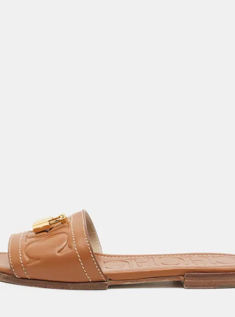CH Carolina Herrera Size 36 Brown Leather Flat Slide
