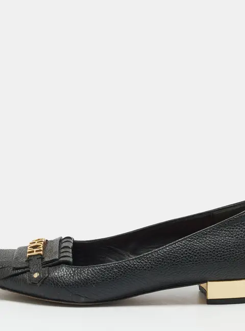 CH Carolina Herrera Size 40 Black Leather Fringe Ballet Flats