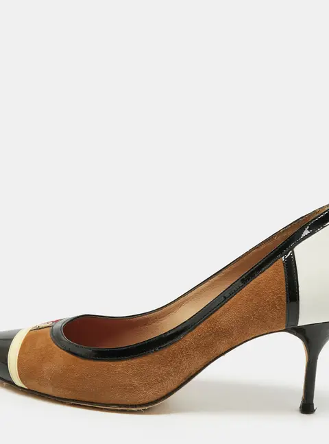 CH Carolina Herrera Size 37 Tricolour  Suede and Leather Pumps