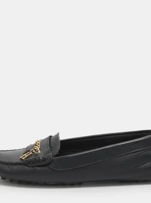 CH Carolina Herrera CH Logo Size 38 Navy Blue Leather Loafers