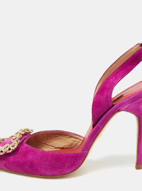 CH Carolina Herrera Size 37 Purple Suede Slingback Pumps