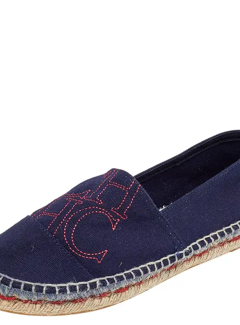 CH Carolina Herrera Navy Blue Canvas Espadrille Flats Size 37