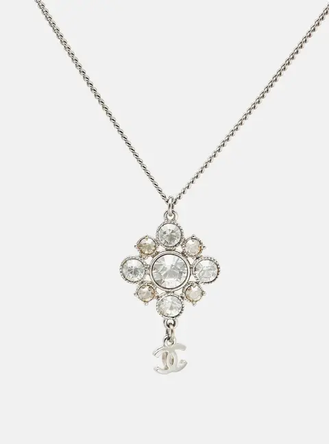 Chanel CC Crystals SIlver Tone Necklace