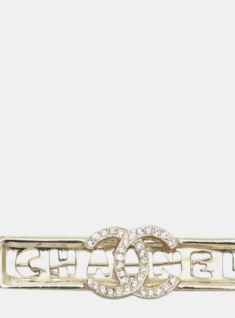 Chanel CC Crystal Gold Tone Metal Women's Hair Clip