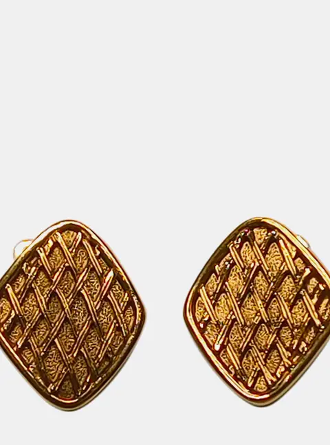 Chanel Vintage Matelasse Gold Clip-on Earrings