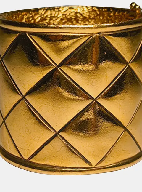 Chanel Vintage Matelasse Gold Plated Women's Bangle Bracelet