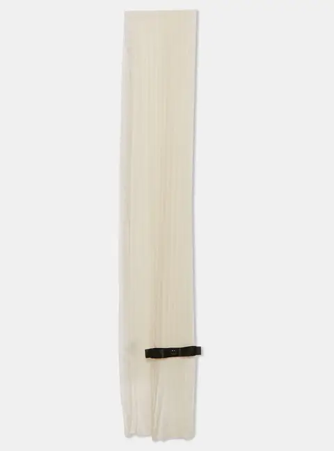 Chanel Off-White Silk Pleated Scarf
