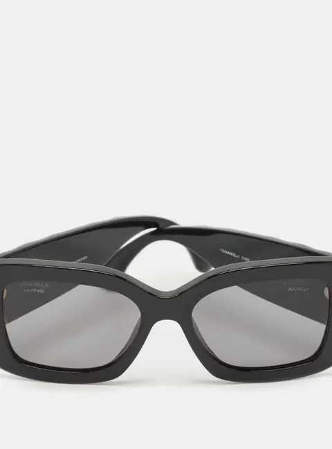 Chanel Black 5483 CC Quilted Polarized Rectangle Sunglasses