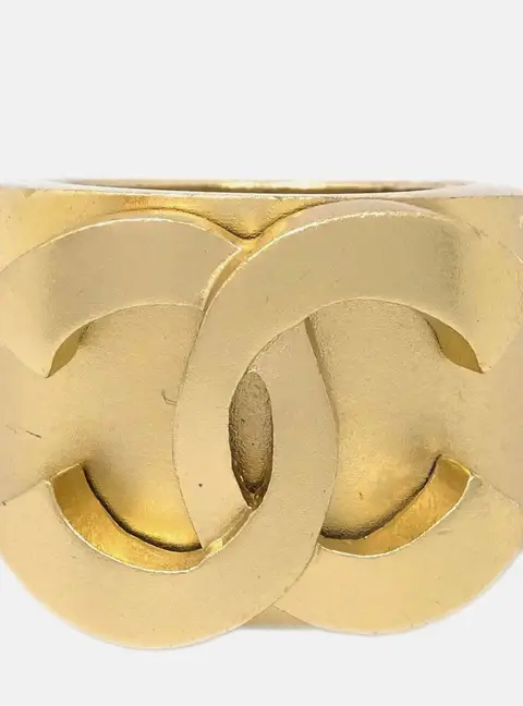 Chanel Vintage CC Logo Gold Plated Women's Ring