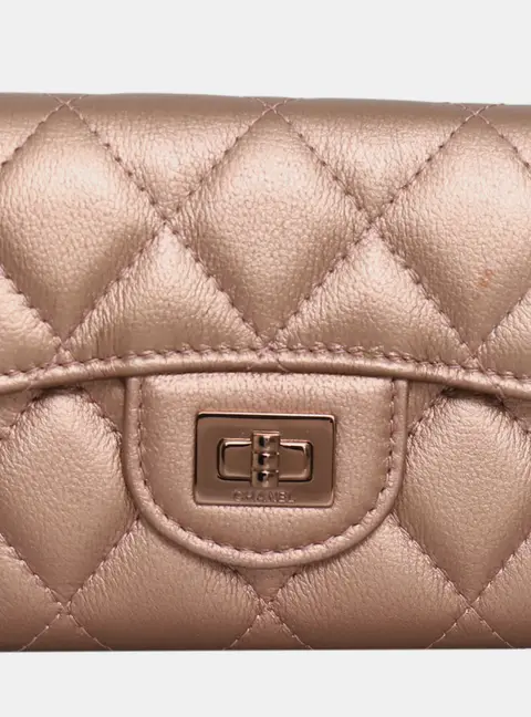 Chanel 2.55 Reissue Mini Rose Gold Grained Calfskin Leather Flap Card Holder Bag