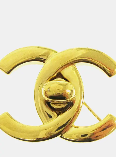Chanel Turnlock Gold Plated Large Brooch