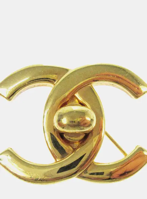 Chanel Turnlock Gold Plated Large Brooch