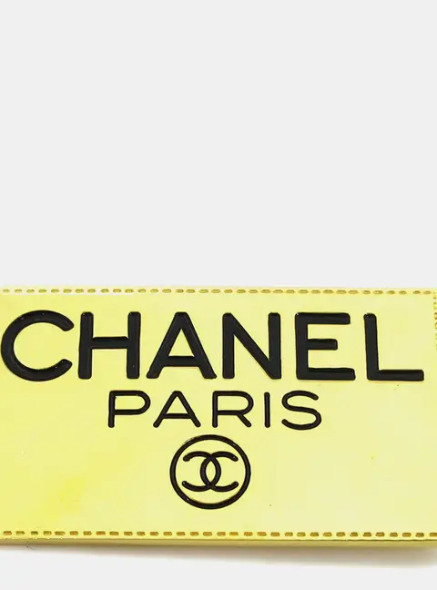 Chanel Vintage Logo Plate Gold Plated Women's Brooch