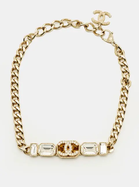 Chanel CC Crystals Gold Tone Necklace
