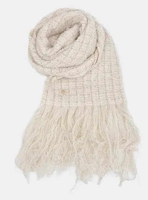 Chanel White tweed muffler
