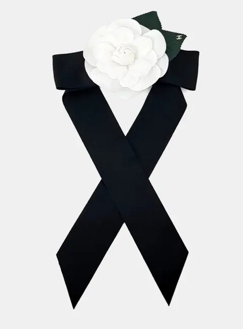 Chanel Valletta Camellia Ribbon Pin