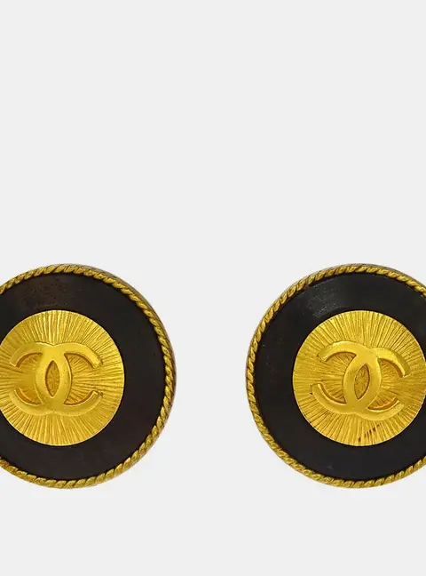 Chanel Gold Button Earrings Clip-On