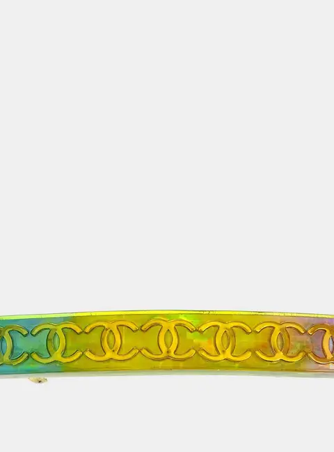 Chanel Hair Clip Barrette Yellow Gold Acrylic