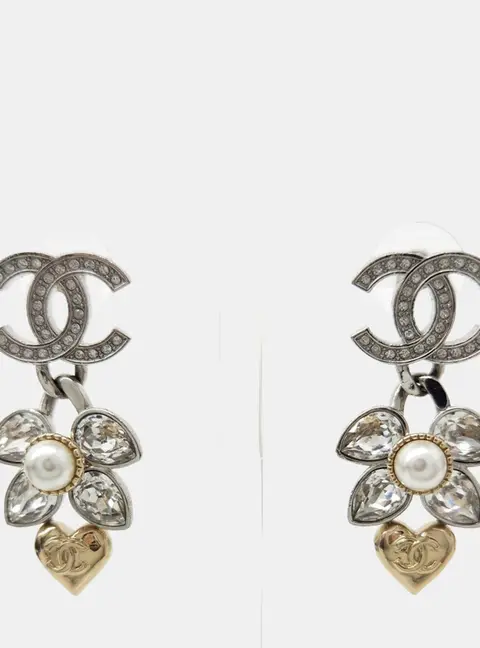Chanel CC Crystals Pearls Earrings