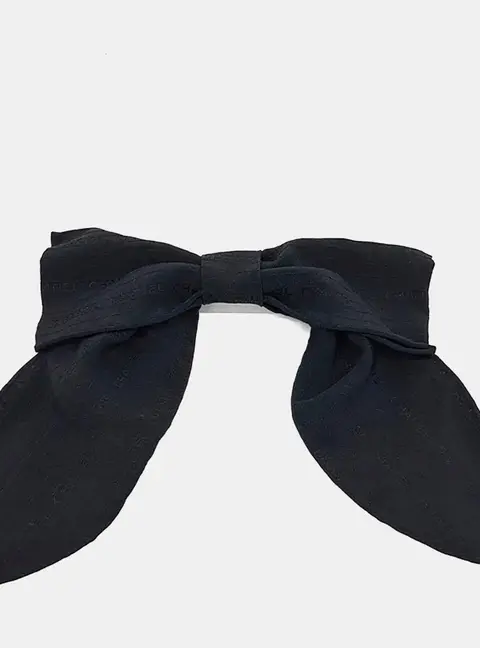 Chanel Black Silk Ribbon Hairpin
