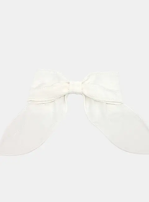 Chanel White Silk Ribbon Hairpin