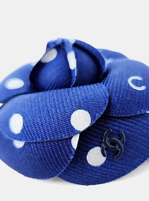 Chanel Camellia Blue/White Cashmere Brooch