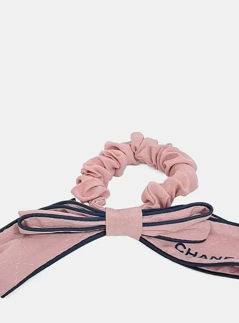 Chanel Pink Silk Hair Scrunchie