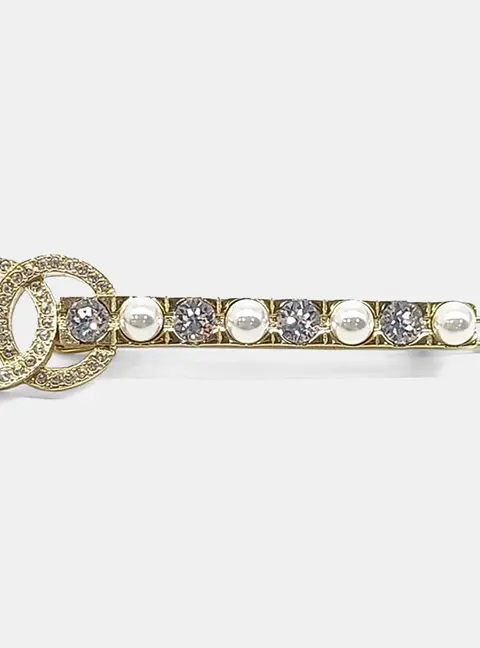 Chanel Gold Tone Faux Pearl hairpin