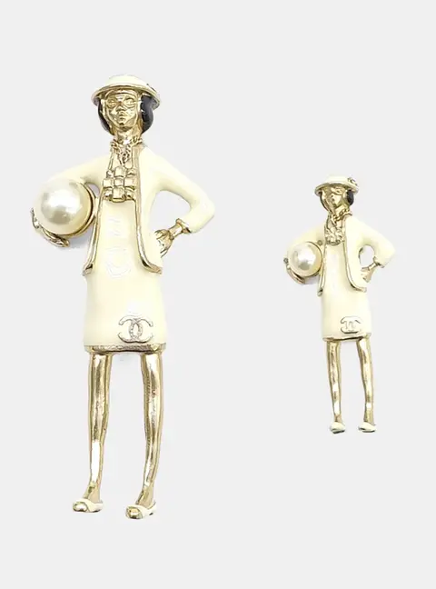 Chanel Gold Tone, Enamel Coco Madame Brooch