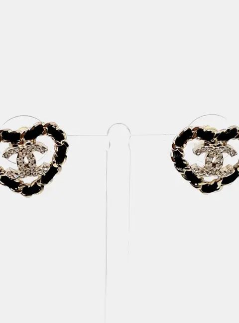 Chanel Gold Tone Heart Earrings