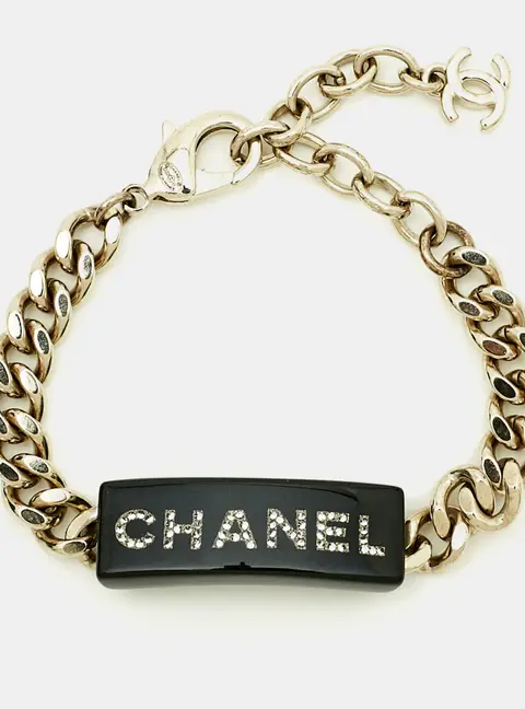 Chanel Resin Crystals Gold Tone Bracelet