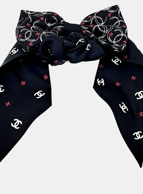 Chanel Black Bow Hilk Hair Scrunchie