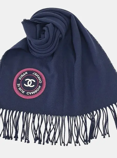 Chanel Navy Blue Wool Muffler