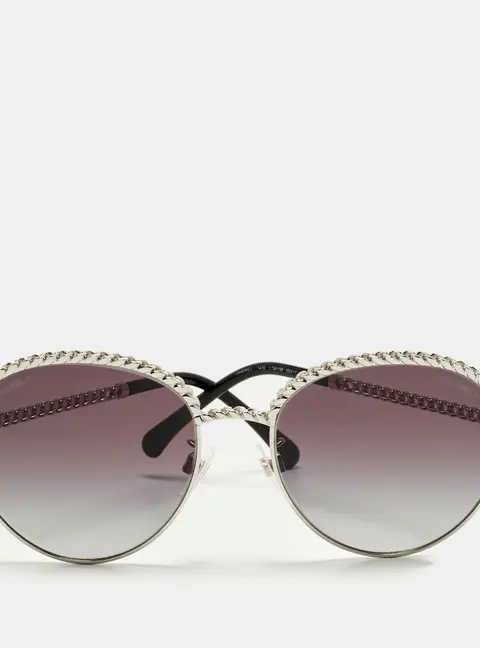 Chanel Black/Silver Tone Gradient 4242 Pantos Aviator Sunglasses