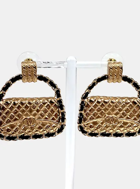 Chanel Gold Tone Metal Earrings