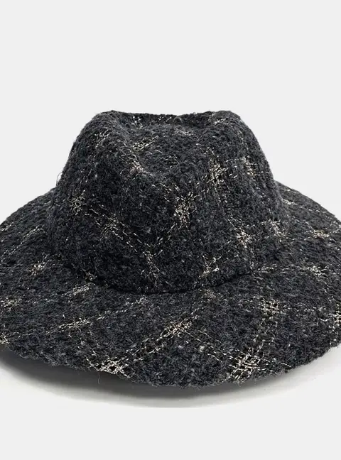 Chanel Grey Tweed Fedora