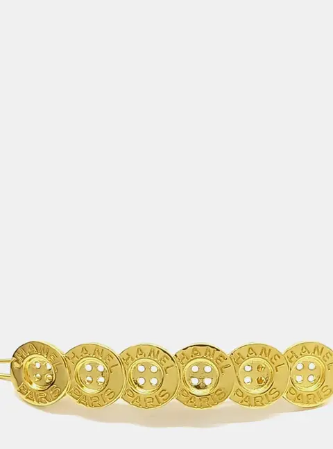 Chanel Button Paris CC Gold Tone Hairpin