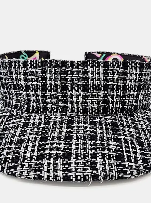 Chanel Black Multicolour Tweed Sun Visor