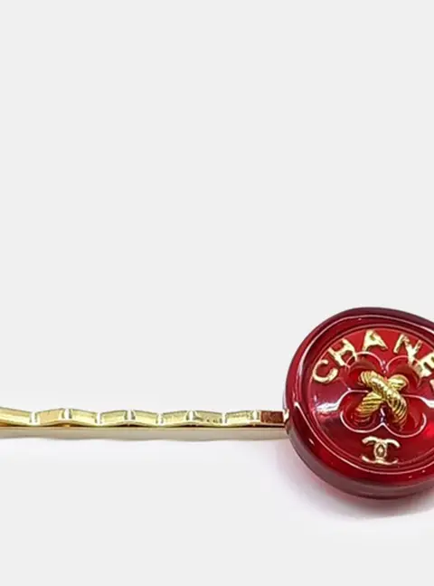Chanel Metal Red/Gold hairpin