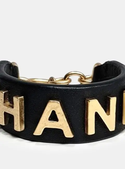 Chanel Leather logo bracelet