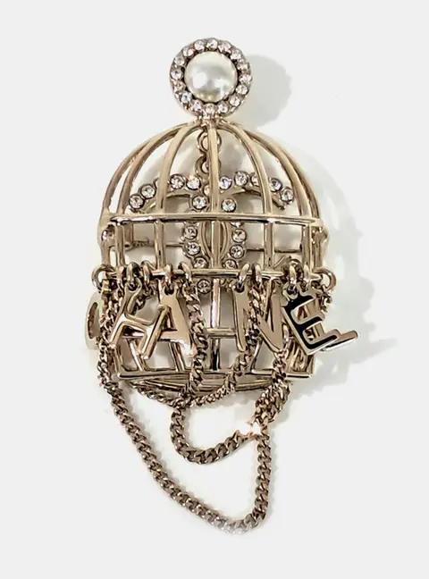 Chanel Gold Tone Birdcage Brooch