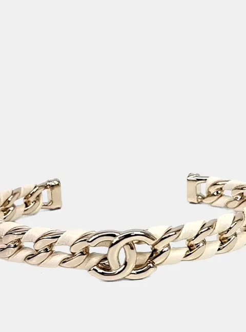 Chanel Leather logo bangle