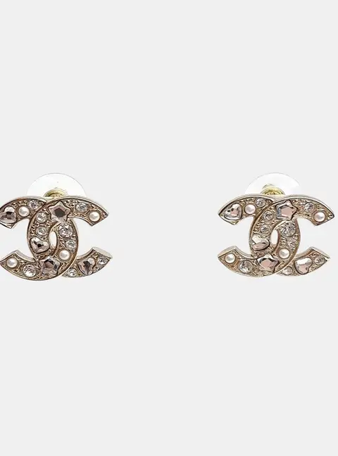 Chanel metal logo earrings