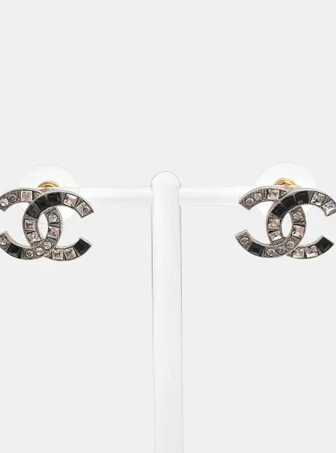 Chanel metal logo earrings