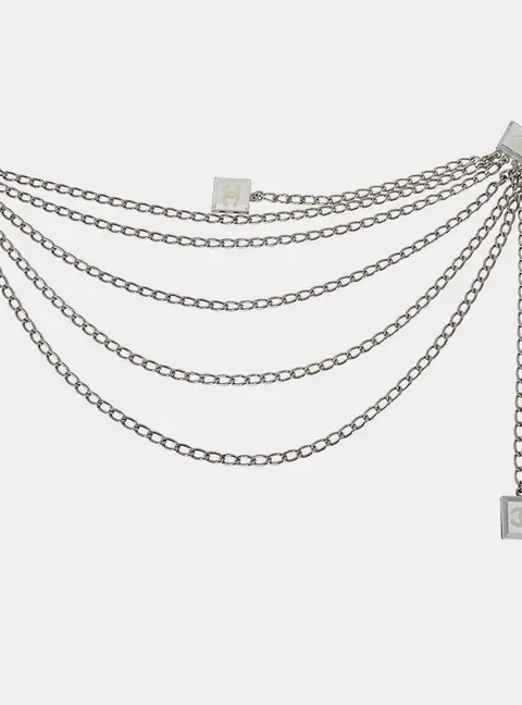Chanel Silver Chain Charm Clip Brooch