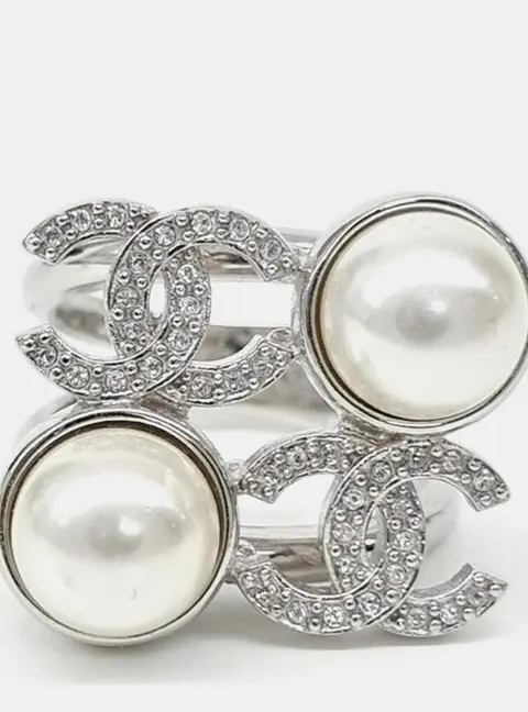 Chanel Silver Plated Metal Ring
