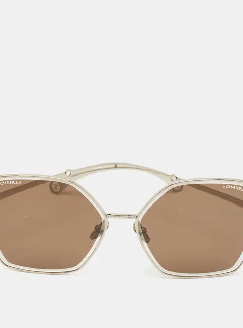 Chanel Brown/Silver Tone 4262 Pearl Chain Butterfly Sunglasses