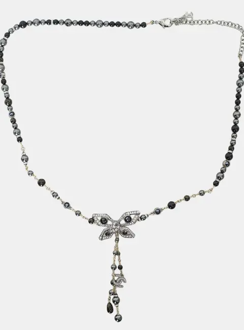Chanel Multicolor CC Butterfly Pendant Crystal Necklace
