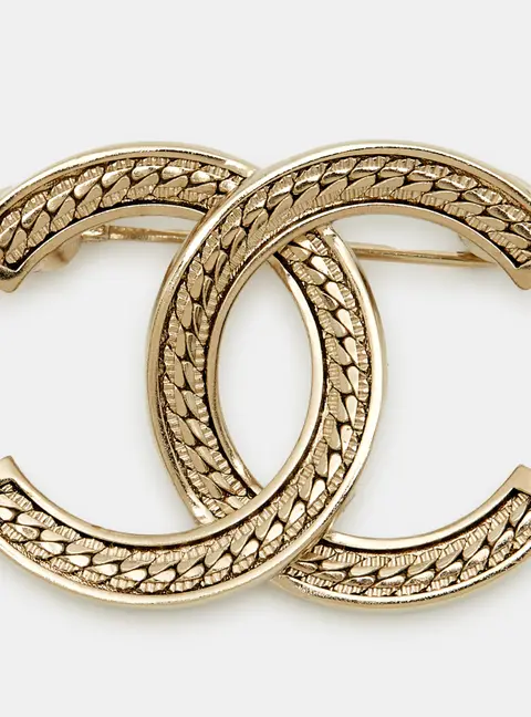 Chanel CC Gold Tone Brooch